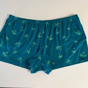 Teal Palm Tree Print Pajama Shorts